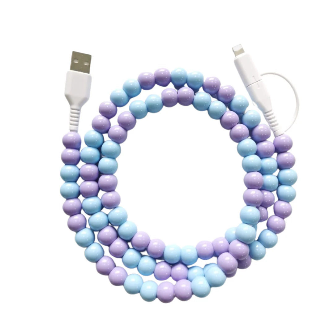 Beaded Phone Charger - Blue & Purple