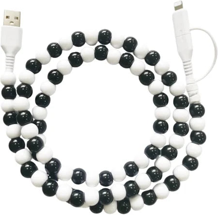 Beaded Phone Charger - Black & White