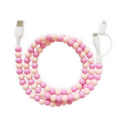 Beaded Phone Charger - Pink & Peach