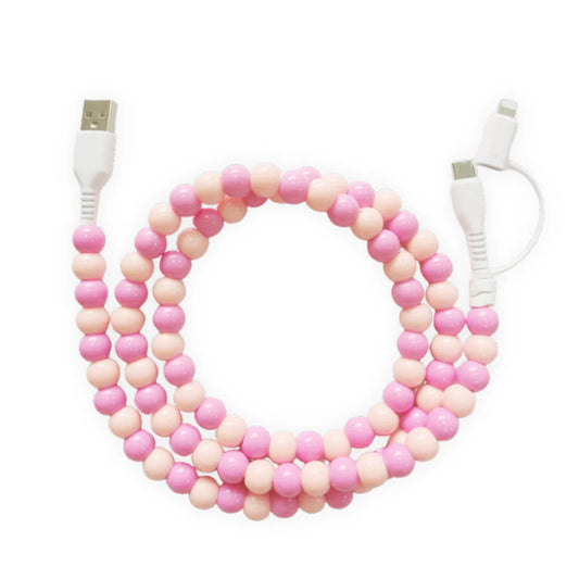 Beaded Phone Charger - Pink & Peach