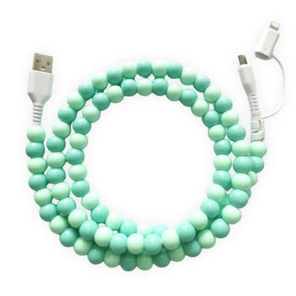 Beaded Phone Charger - Green